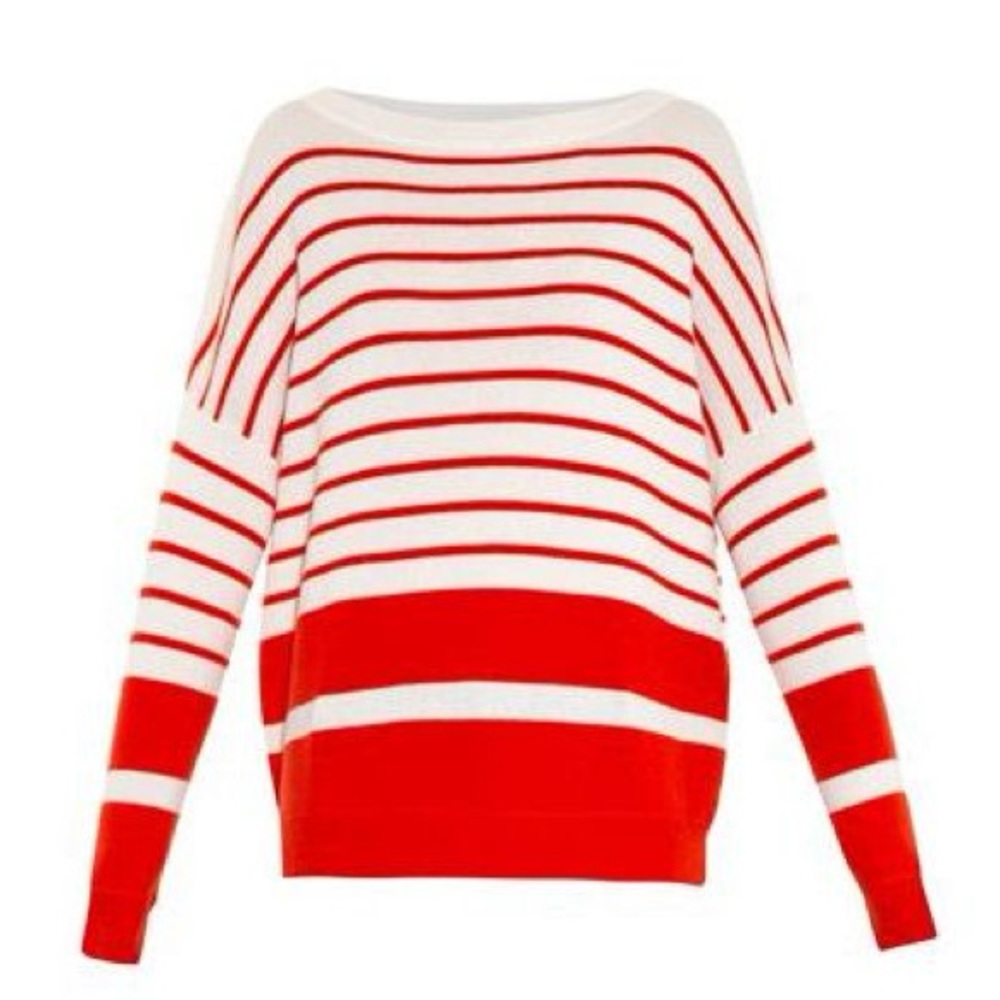 VINCE cashmere sweater red and white--oversized